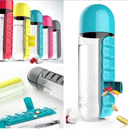 2 in 1 Water Bottle and Daily Pill Organizer