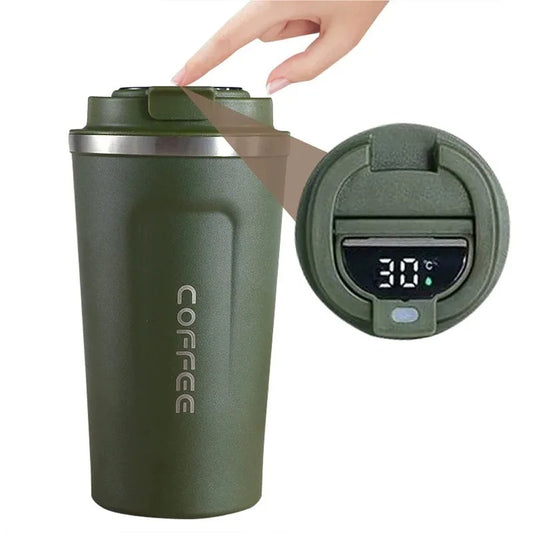 Stainless Steel Coffee Mug with Temperature Display