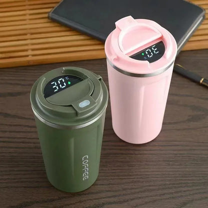 Stainless Steel Coffee Mug with Temperature Display