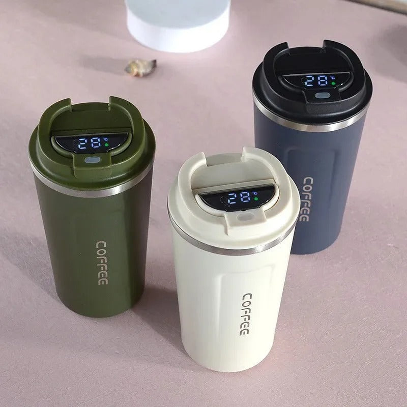 Stainless Steel Coffee Mug with Temperature Display