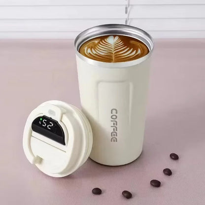 Stainless Steel Coffee Mug with Temperature Display